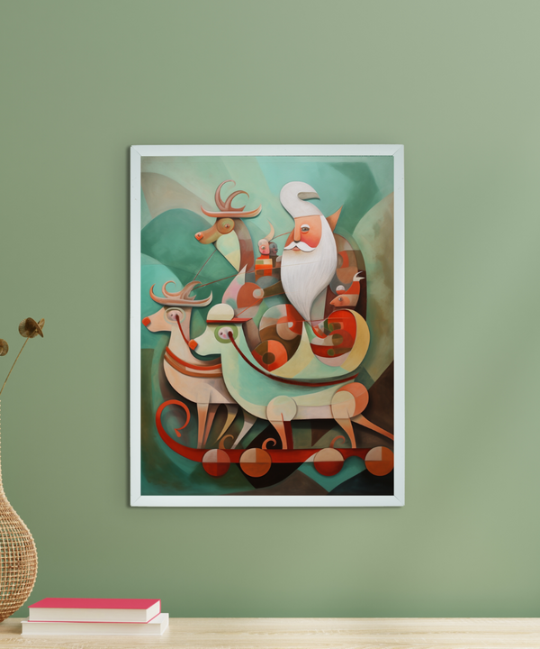 Reindeer Flight: Premium Abstract Wall Art by Sowpeace – Handcrafted Indian-Inspired Canvas for Festive and Elegant Home Interiors — main view