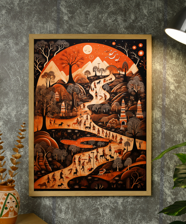 Sowpeace Sunsets: Handcrafted Peaceful Mountain Wall Art – Premium Indian-Inspired Canvas Print for Elegant Home Interiors — image 4