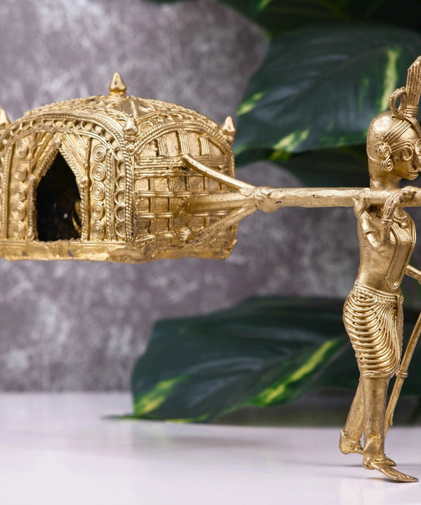 Handcrafted Brass Dhokra Palki Tabletop Decor — image 6
