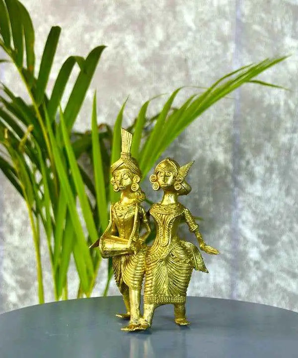 Dhokra Tribal Couple with Dhol Tabletop Decor — image 6
