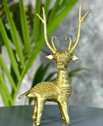 Dhokra Deer Brass Tabletop — alternate view