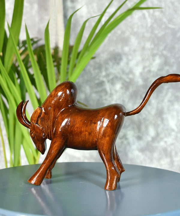 Sowpeace Handcarved wooden large bull: Artisan Home Decor — main view