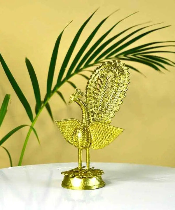 Dhokra Peacock: Artisan Brass Tabletop Elegance — image 2