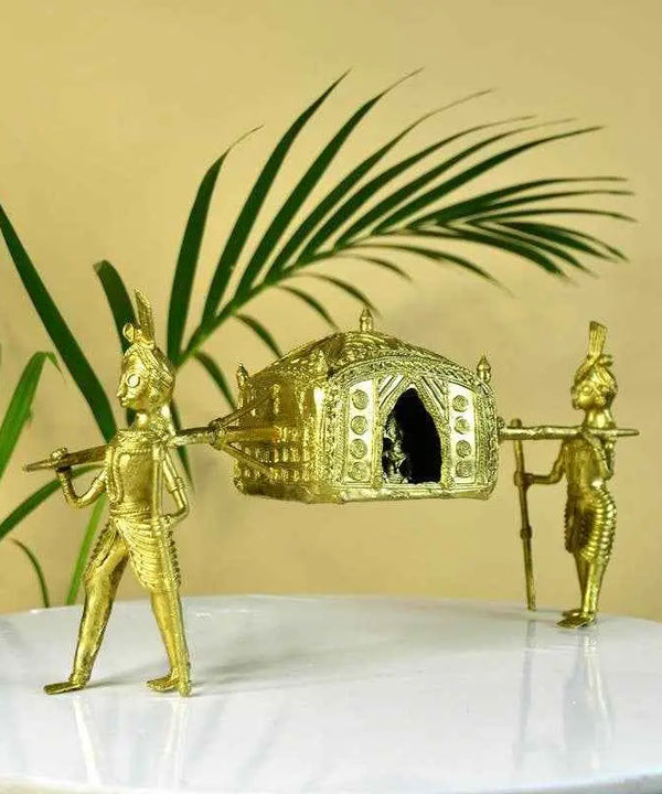 Handcrafted Brass Dhokra Palki Tabletop Decor — main view