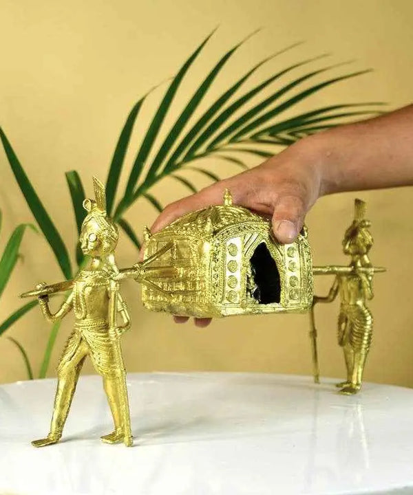 Handcrafted Brass Dhokra Palki Tabletop Decor — image 5