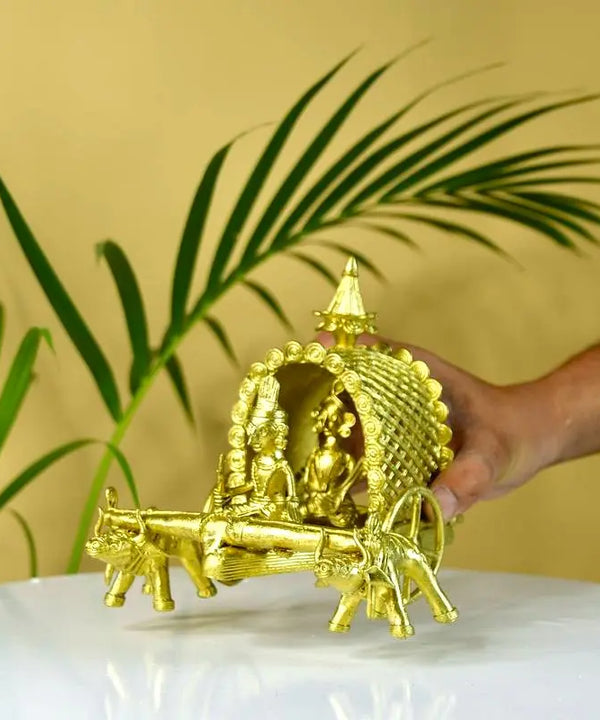 Dhokra art Brass Decor Cow Cart — image 5