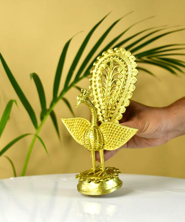 Dhokra Peacock: Artisan Brass Tabletop Elegance — image 5