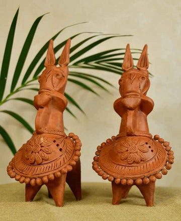Sowpeace Terracotta Kathakali Horse: Artisan Tabletop Decor — alternate view