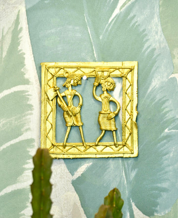 Dokra Squareplate: Artisan Brass Tabletop Elegance — alternate view