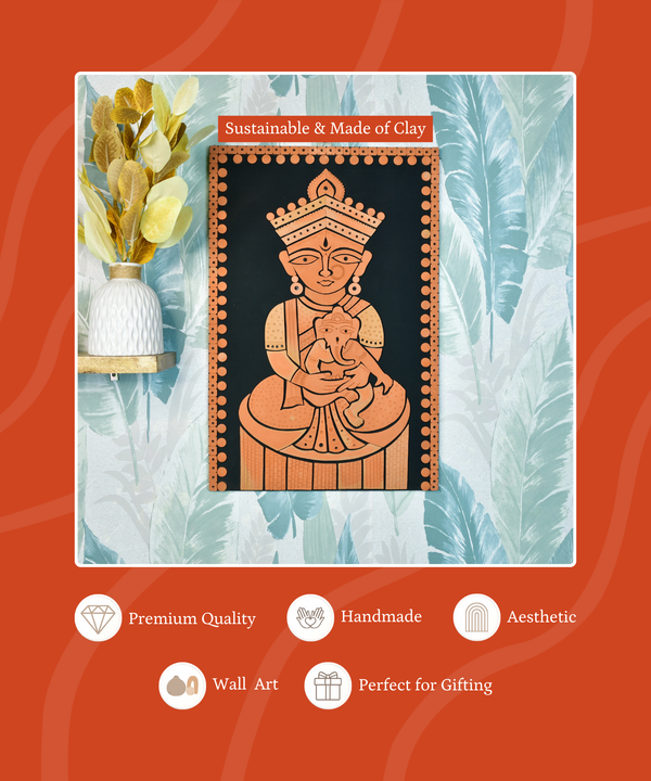 Terracotta Ganesh Janani: Artisan Wall Decor for Home Bliss — image 3