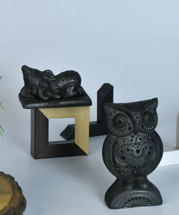 Sowpeace Black Terracotta Artisanal Owl: Tabletop Decor — image 6