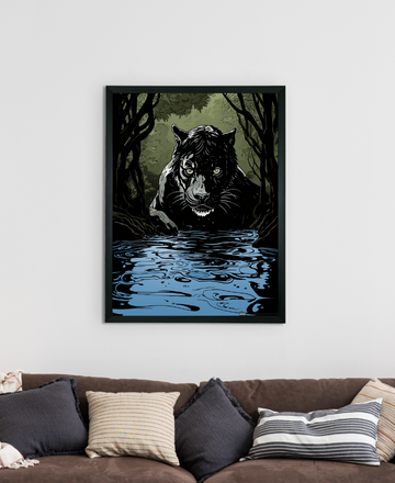 Sowpeace Harmony: Find Your Handcrafted Abstract Black Panther – Premium Indian-Inspired Canvas Art for Stylish and Elegant Interiors — alternate view