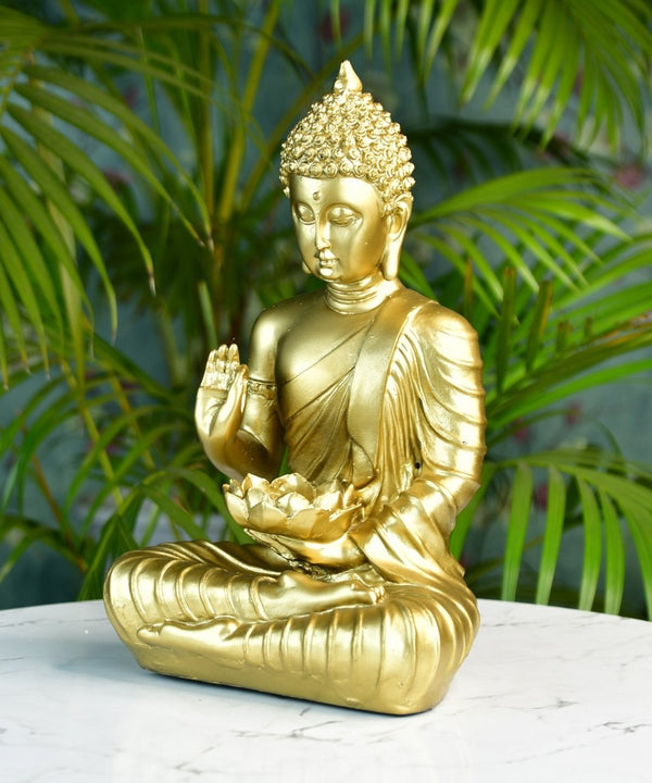 Buddha Figurine with Lotus | Sowpeace Indian Home Decor - Unique Artisan Craft — image 2