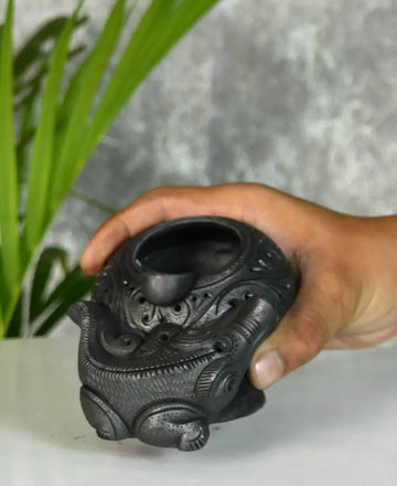 Captivating Black Terracotta Crocodile Ashtrey — alternate view