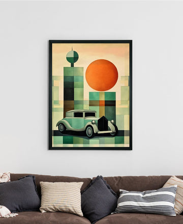 Sowpeace's Handcrafted Geometric Car Watercolor Art – Premium Indian-Inspired Canvas Wall Print for Stylish Home Decor — alternate view