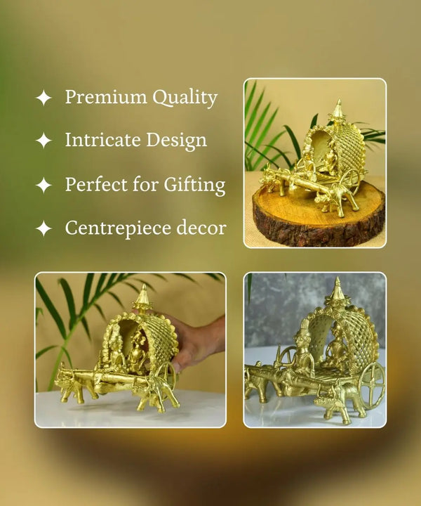 Dhokra art Brass Decor Cow Cart — image 3
