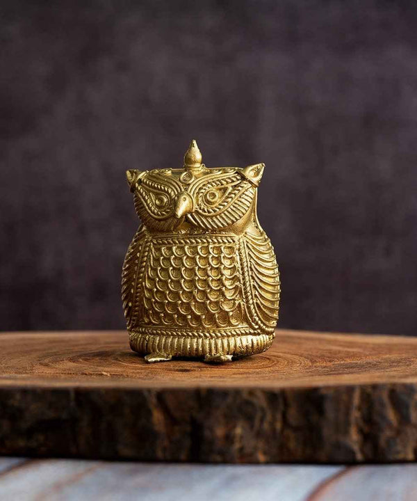 Dhokra Owl Brass Tabletop: Artisan Home Decor Masterpiece — image 5
