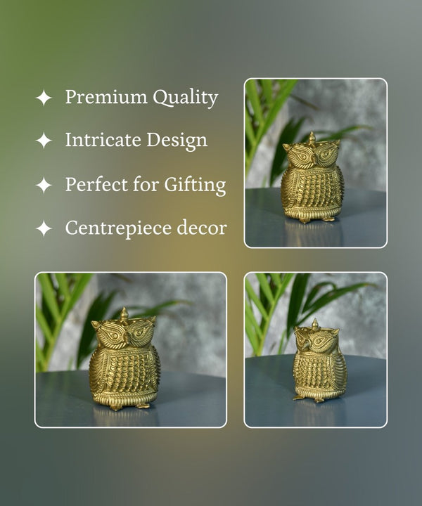 Dhokra Owl Brass Tabletop: Artisan Home Decor Masterpiece — image 3