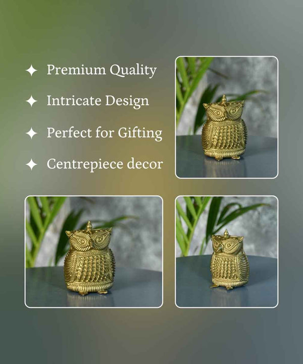 Dhokra Owl Brass Tabletop: Artisan Home Decor Masterpiece — image 3