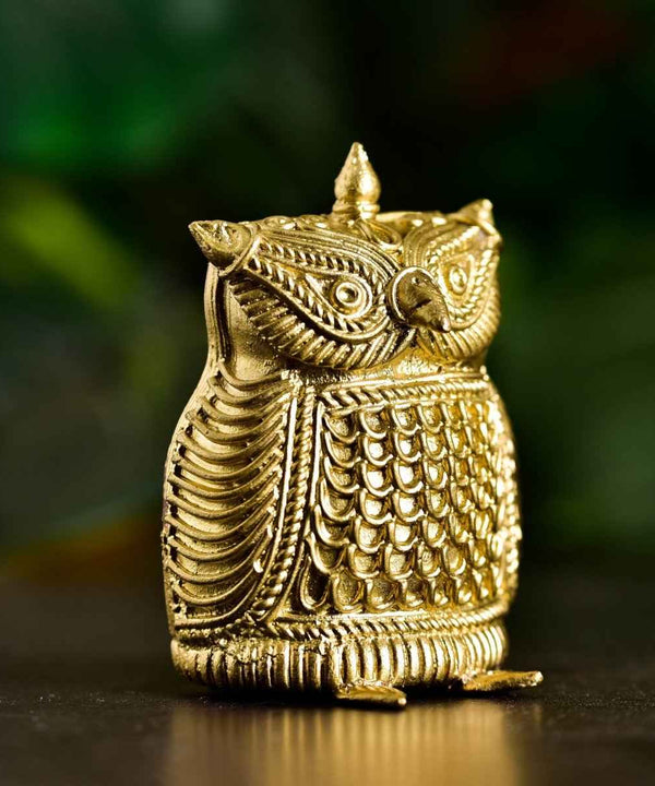 Dhokra Owl Brass Tabletop: Artisan Home Decor Masterpiece — image 2