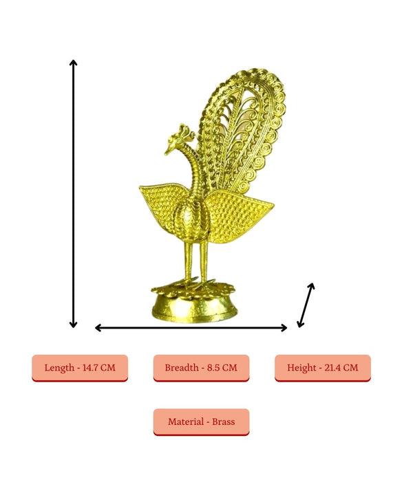 Dhokra Peacock: Artisan Brass Tabletop Elegance — image 4