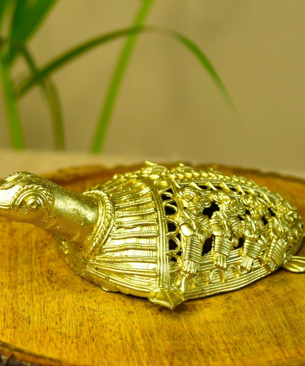 Dhokra Tortoise: Artisan Brass Home Decor — main view