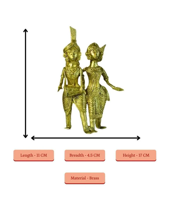 Dhokra Tribal Couple with Dhol Tabletop Decor — image 4