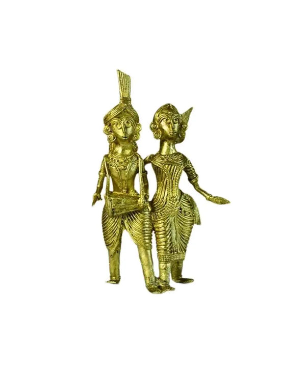 Dhokra Tribal Couple with Dhol Tabletop Decor — image 7