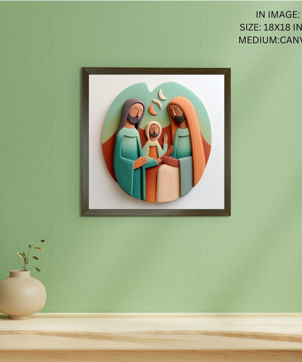 Divine Harmony: Sowpeace Abstract Jesus Family Canvas – Premium Indian-Inspired Wall Art for Elegant and Faithful Home Decoration — image 5