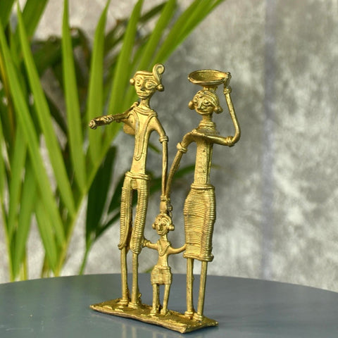Dokra Family T1: Handcrafted Brass Tabletop Decor Masterpiece