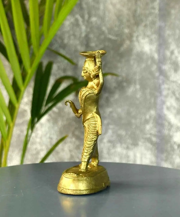 Dokra Farmer Lady: Brass Tabletop Decor Grace — main view