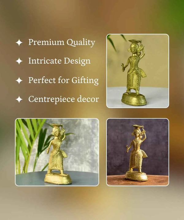 Dokra Farmer Lady: Brass Tabletop Decor Grace — image 3