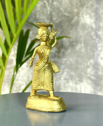 Dokra Farmer Lady: Brass Tabletop Decor Grace — alternate view