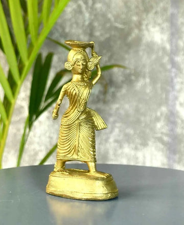 Dokra Farmer Lady: Brass Tabletop Decor Grace — alternate view