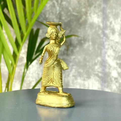 Dokra Farmer Lady: Brass Tabletop Decor Grace