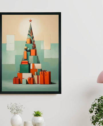 Festive Triangles: Sowpeace's Joyful Handcrafted Wall Art – Premium Indian-Inspired Canvas Prints for Stylish Holiday Decoration — alternate view