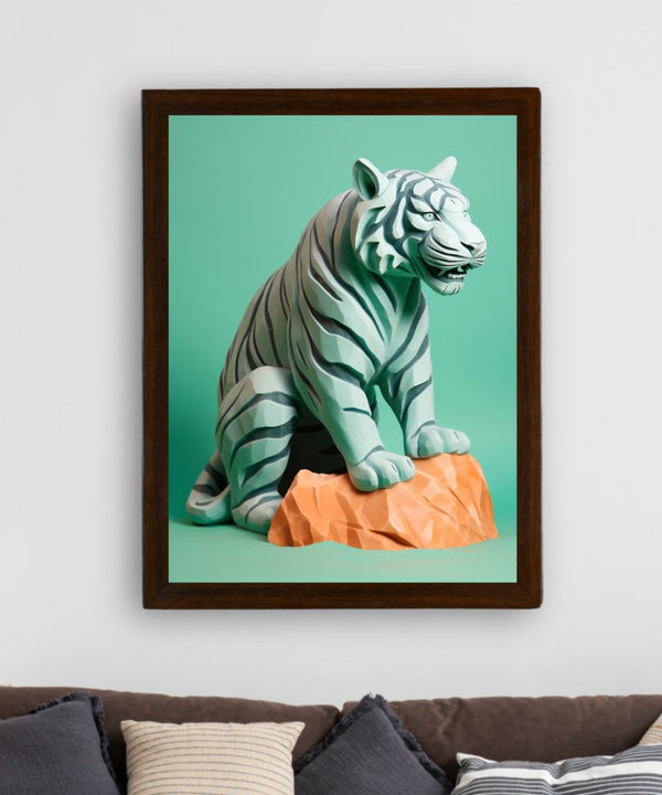Frozen Form: Premium Abstract Tiger Canvas Wall Prints by Sowpeace – Handcrafted Indian-Inspired Art for Unique Winter Decor — image 3