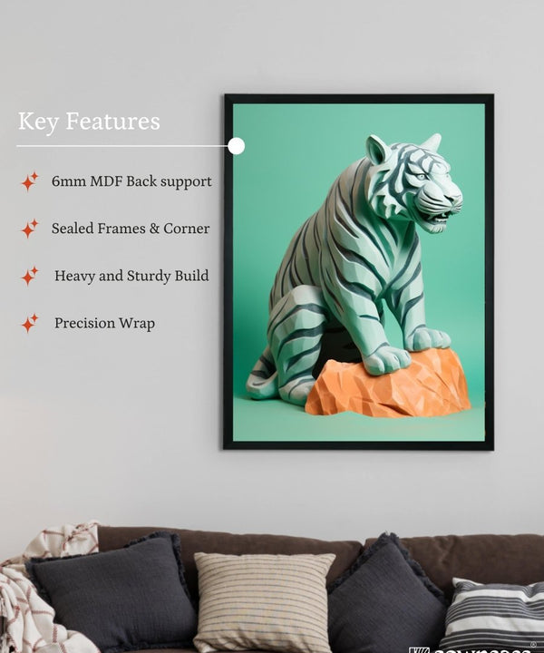 Frozen Form: Premium Abstract Tiger Canvas Wall Prints by Sowpeace – Handcrafted Indian-Inspired Art for Unique Winter Decor — image 6