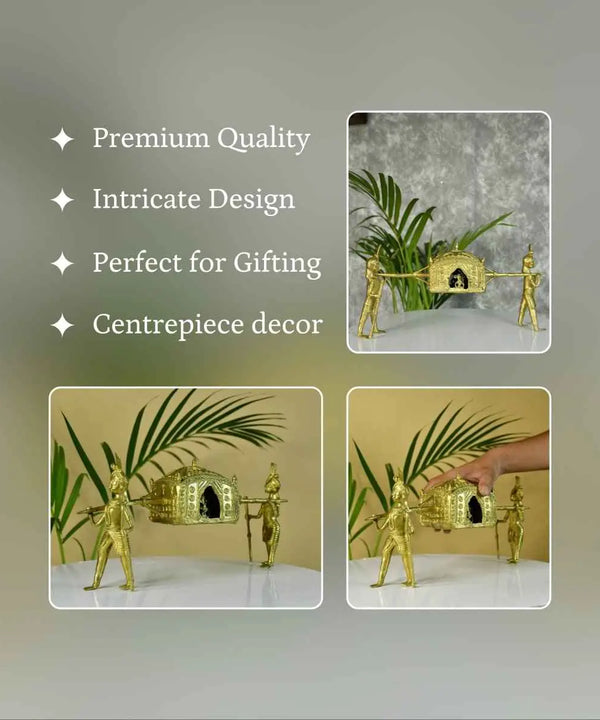 Handcrafted Brass Dhokra Palki Tabletop Decor — image 3