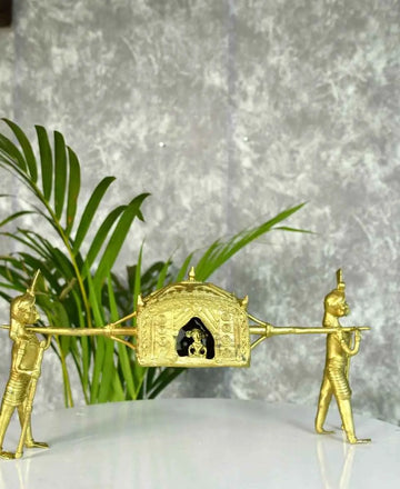 Handcrafted Brass Dhokra Palki Tabletop Decor — alternate view