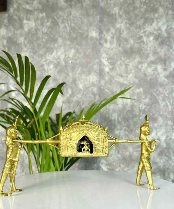 Handcrafted Brass Dhokra Palki Tabletop Decor — image 2