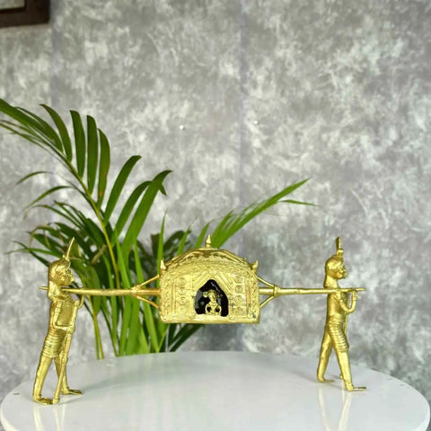 Handcrafted Brass Dhokra Palki Tabletop Decor