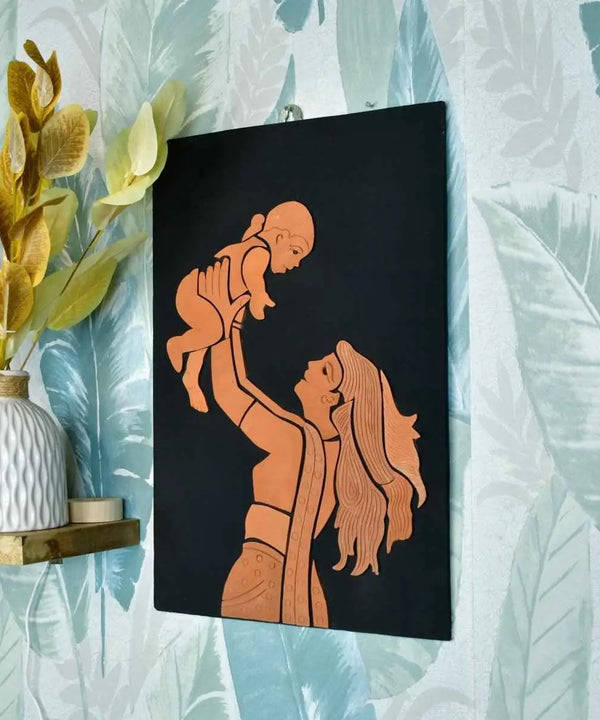 Handcrafted Terracotta Mother-Son Wall Art Masterpiece — image 2