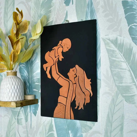 Handcrafted Terracotta Mother-Son Wall Art Masterpiece