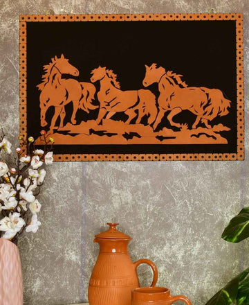 Handcrafted Terracotta Running Horse Wall Art Décor — alternate view