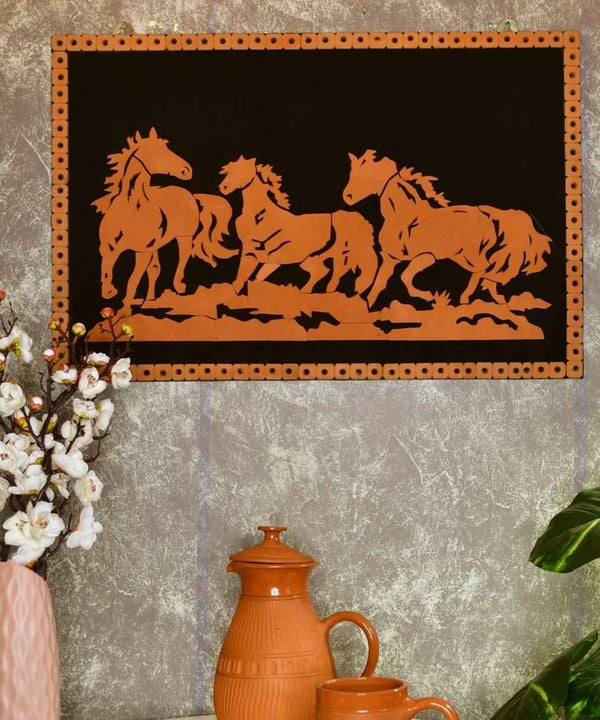 Handcrafted Terracotta Running Horse Wall Art Décor — image 2