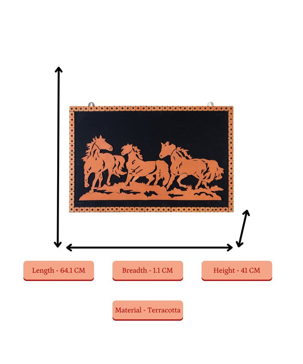 Handcrafted Terracotta Running Horse Wall Art Décor — image 4