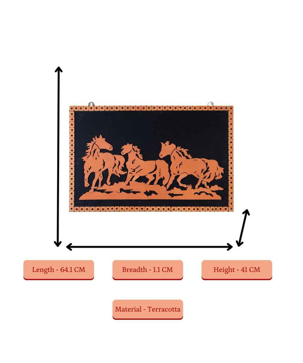 Handcrafted Terracotta Running Horse Wall Art Décor — image 4