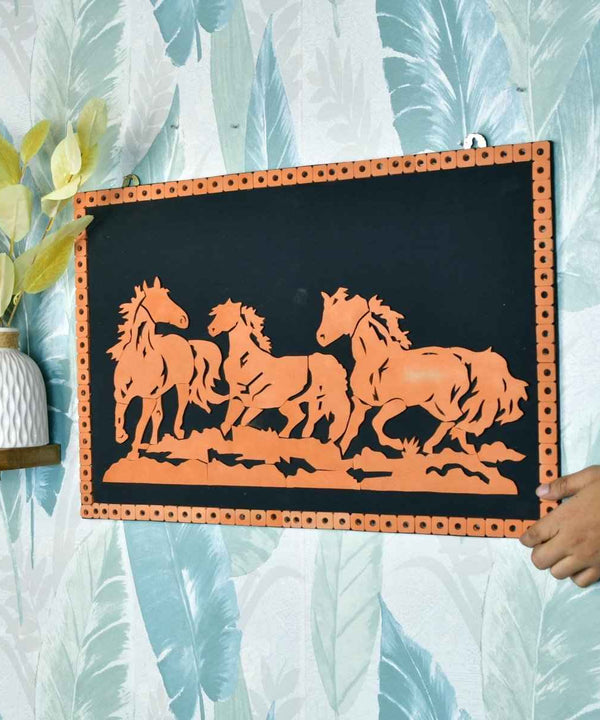 Handcrafted Terracotta Running Horse Wall Art Décor — main view