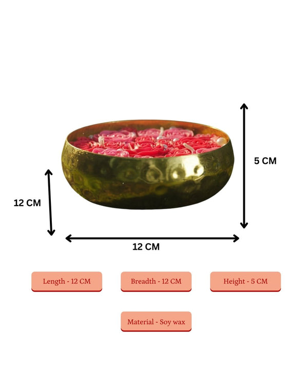 Large Soy Wax Candle in Metal Pot with Small Red Roses – 12 cm Red Décor Gift — image 3